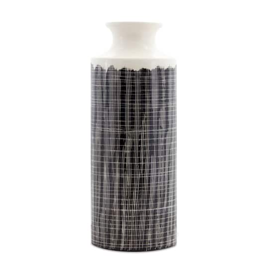 19.25" Black & White Terra Cotta Vase